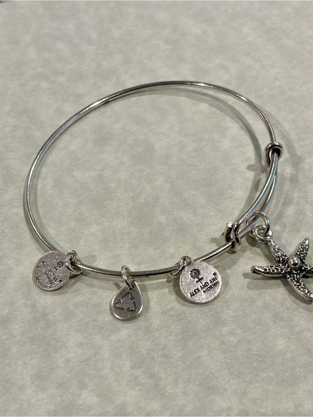 Alex and Ani Silver Starfish Charm Stackable Expandable Bangle Bracelet